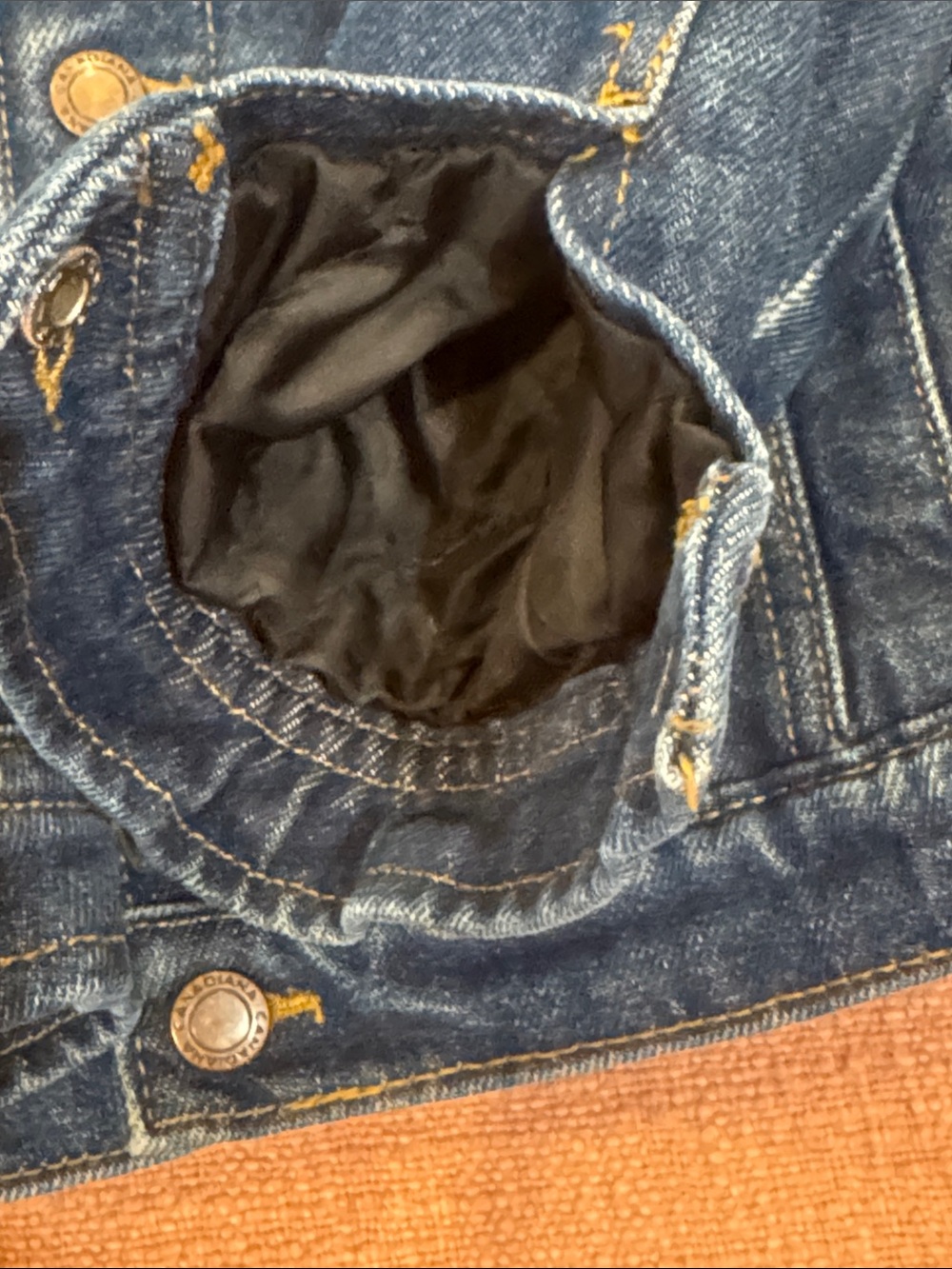 Child / Kids Blue Denim Jacket with Red plaid Sherpa interior & Collar - Picture 7 of 13